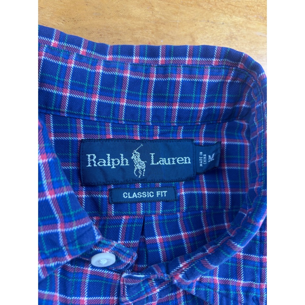 Ralph Lauren Mens Classic Fit Plaid Button Down Shirt Blue Red Green Medium - Picture 3 of 6